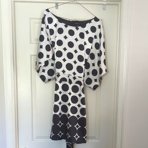 BCBGMaxAzria Black and White Geometric Mini Dress